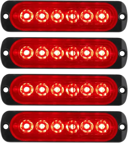 Miniatura 14 de Barra de luz estroboscópica de 4 piezas, 4 LED, ámbar, ultra delgada, con función de sincronización, para coche o camión, luz de emergencia