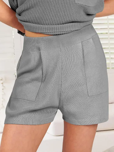 Miniatura 6 de ANRABESS Conjunto de dos piezas para mujer, suéter corto, suéter y pantalones cortos, conjunto de ropa de descanso