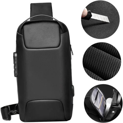 Miniatura 2 de VALICLUD Mochila de viaje impermeable bolsa de pecho bolsa inclinada tela Oxford bolsa de mensajero deportivo hombre hombres bolsas de hombro, Negro