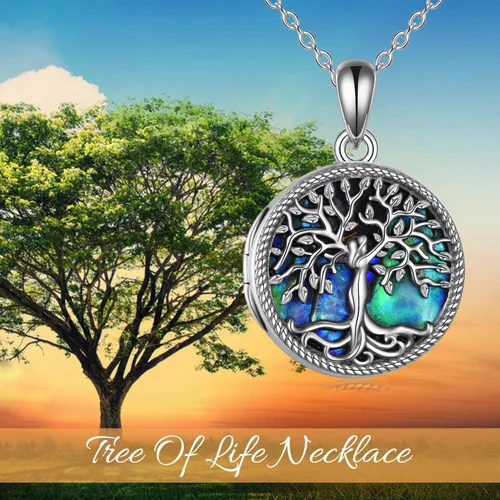Miniatura 5 de ONEFINITY Tree of Life Locket Necklace Sterling Silver Abalone Shell Tree of Life Locket Necklace That Holds Pictures Tree of Life Jewelry for Women