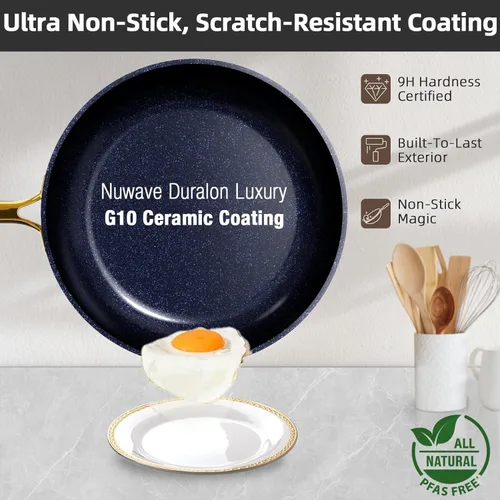 Miniatura 2 de Nuwave Lux LE - Juego de utensilios de cocina de 13 piezas con elegante mango dorado, cerámica antiadherente con infusión de diamante, sin PFAS