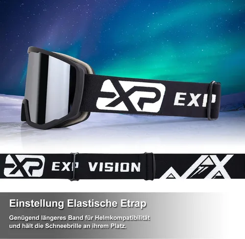 Miniatura 6 de EXP VISION Gafas de esquí/snowboard para hombres y mujeres, gafas de nieve OTG antiniebla con protección UV Marco negro astilla