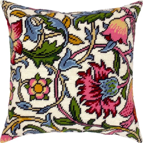 Kit de bordado floral para adultos y principiantes - Lodden. Claveles de William Morris de 16 × 16 pulgadas con diseño impreso claro y preciso en