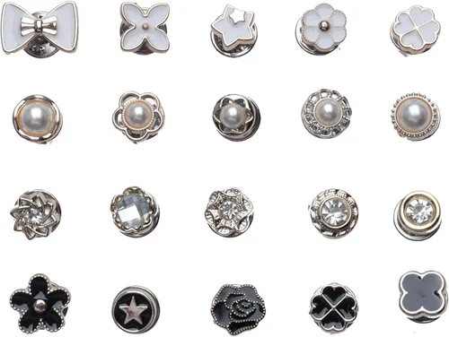 SOWAKA 20 piezas de broche para camisa para mujer, perlas, diamantes de imitación, esmaltados, alfileres de seguridad, accesorios de ropa,