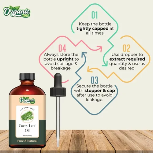 Miniatura 7 de Organic Zing Aceite de hoja de curry de grado cosmético (4.0 fl oz / 3.99 fl oz) con cuentagotas – Aceite botánico para el cuidado de la piel