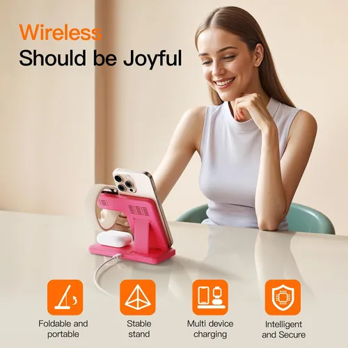 Miniatura 5 de Cargador inalámbrico 3 en 1 para iphoneAir17 16 15 14 13 12 11 XR 8, estación de carga Apple para Apple Watch 10/9/Ultra/8/7/SE/6/5/4 y AirPods
