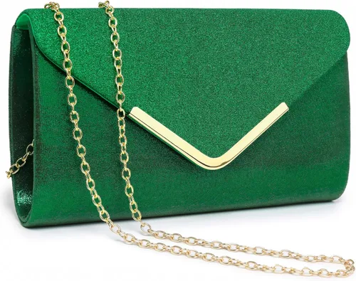 Miniatura 8 de Dasein Bolsos de noche para mujer, bolsos de mano formales para bodas, fiestas, bailes, bolsos con correa para el hombro y solapa con purpurina