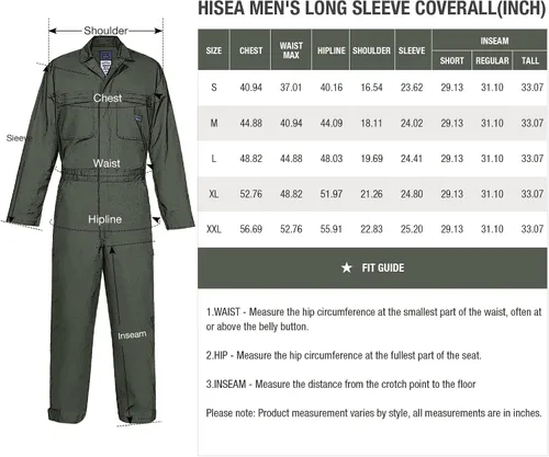 Miniatura 4 de HISEA Overol de manga larga para hombre, pantalones de construcción grandes y altos