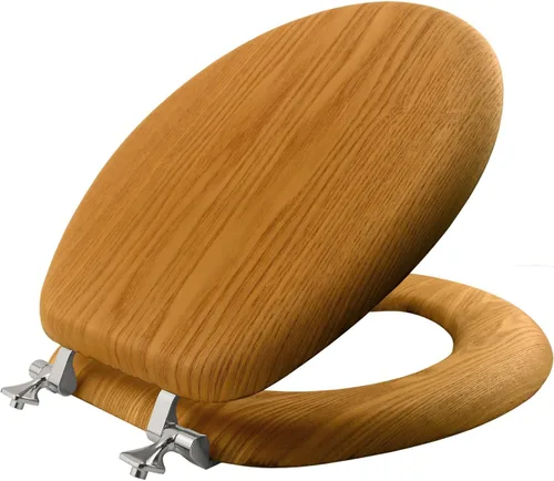 Mayfair 19601BR 378 asiento para inodoro revestimiento de madera con reflejos naturales con bisagras de bronce, 9601CP 378