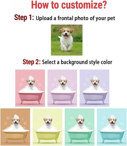 Fotos personalizadas de mascotas en lienzo para pared Arte de baño personalizado Lindo perro gato en bañera Impresiones, divertidos animales Foto de