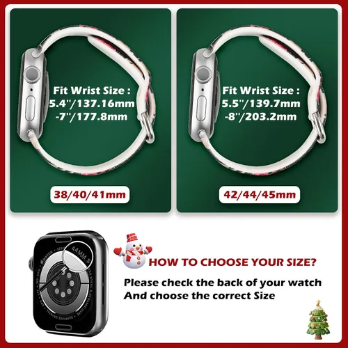 Miniatura 3 de Correas de reloj de regalo de Navidad compatibles con Apple Watch Band de 1.614 in 1.575 in para mujeres y hombres Series 9, 8, 7, correas