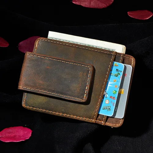 Miniatura 8 de Billetera de doble cara de cuero para hombre, moderna, pequeña, delgada, perfecta para tarjetas, monedas, etc. Billetera delgada y resistente
