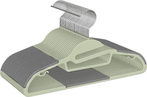 Miniatura 11 de BAGAIL Paquete de 50 perchas de plástico con diseño antideslizante, 0.2 pulgadas de grosor, gancho giratorio de 360°, organizador que ahorra espacio