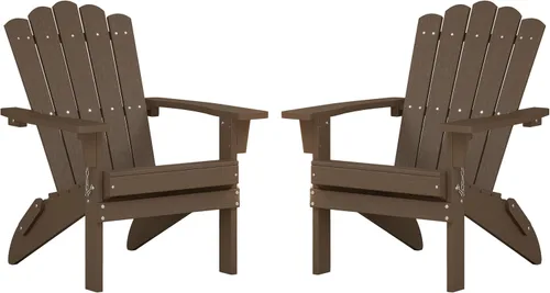 Adirondack - Juego de 2 sillas plegables, sillas de patio resistentes a la intemperie con reposabrazos anchos y respaldo alto, silla para hoguera