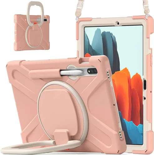 Miniatura 95 de 360 Rotation Case for Galaxy Tab ActivePro/Tab Active4 Pro/Active 5 Pro 10.1" Sturdy Cover Rotate Ring Stand Shoulder Carrying Strap Hand Strap