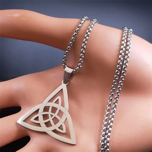 Miniatura 2 de Wicca Infinity Trinity Knot Triquetra Necklace Stainless Steel Witch Celtic Knot Amulet Necklace Jewelry Collar Acero Inoxidable