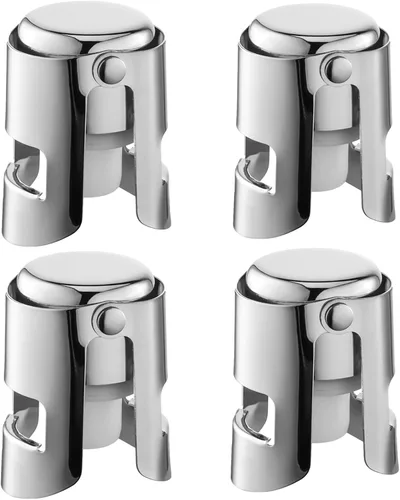 Miniatura 11 de Tapones de champán con protector de champán de acero inoxidable con silicona de grado alimenticio a prueba de fugas que se mantienen frescos, Negro