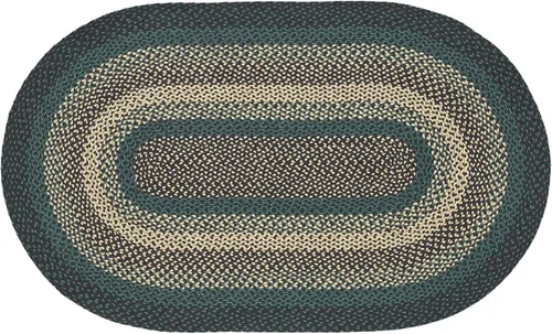 Miniatura 14 de VHC Brands Pine Grove, alfombra trenzada de yute, tapete de medio círculo, verde, 16.5 x 34 pulgadas