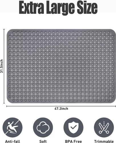 Miniatura 2 de Tapete de Ducha Extra Grande, Yonala 47.2 x 31.5 Pulgadas Tapetes de Ducha Antideslizantes para Interior de Ducha con Orificio de Drenaje