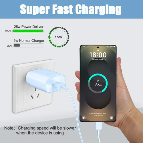 Miniatura 57 de Cargador USB C, carga rápida súper rápida de 25 W tipo C y cable de carga USB C de 6,6 pies para Samsung Galaxy S25/S25 Ultra/S25+/S24/S24