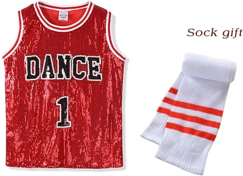 Miniatura 2 de LOLANTA Ropa de baile Hip Hop para niñas, vestido de lentejuelas para niños, camiseta larga sin mangas de jazz para animadoras
