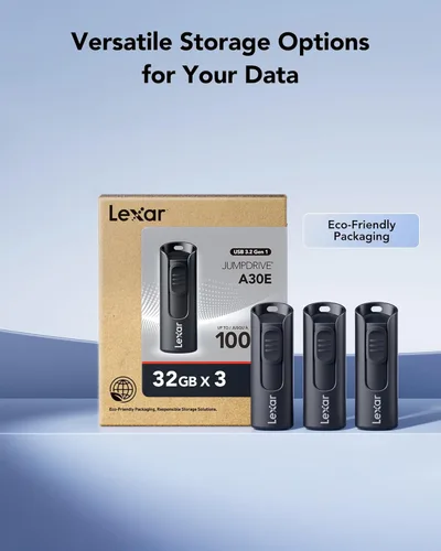 Miniatura 7 de Lexar Paquete de 3 unidades flash A30E USB 3.2 Gen 1 de 32 GB, unidad USB de hasta 100 MB/s, expansión de almacenamiento y copia de seguridad