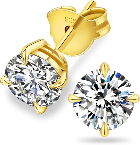 KRKC Aretes tipo dormilona de moissanita de 0.6 a 3 quilates, color D, claridad VVS1, aretes de diamante creado en laboratorio para mujer, aretes de