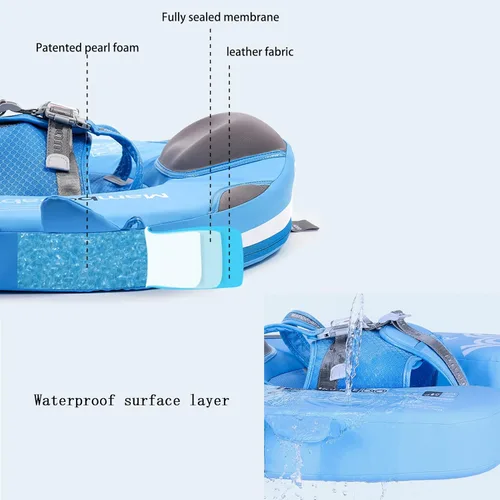 Miniatura 3 de Mambobaby Flotadores con toldo y cola, flotador de bebé no inflable para piscina, añade cola, evita voltear natación, entrenador, flotadores de bebé