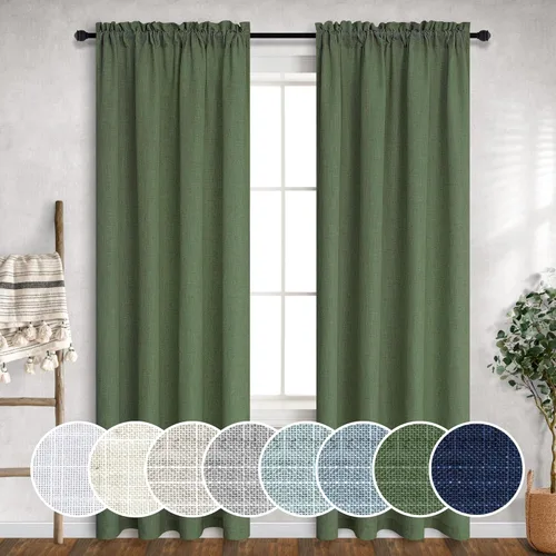 Miniatura 55 de Cortinas blancas puras de 38 pulgadas de ancho para dormitorio, juego de 2 paneles de cortinas de privacidad con bolsillo para barra, cortinas