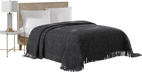 Miniatura 10 de Beatrice Home Fashions Colcha de Chenilla con Medallón, Full, Blanco