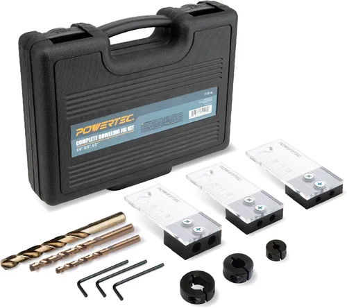 Miniatura 10 de POWERTEC Kit de plantilla de clavija, kit de plantilla de clavija de 3/8 pulgadas, plantillas de clavijas para carpintería, marca testigo de corte
