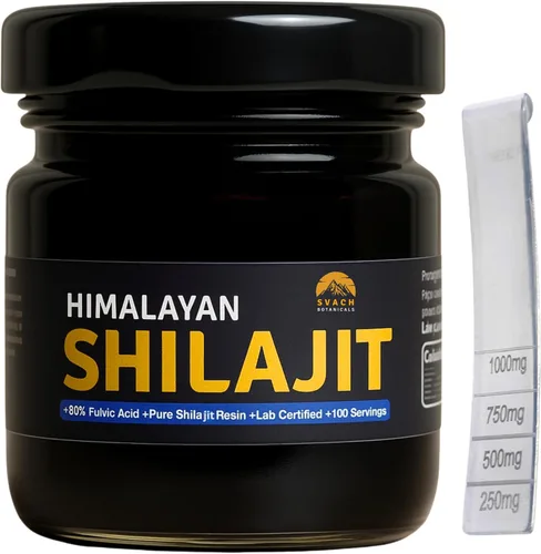Resina Shilajit – 1.41 onzas (100 porciones) 80% ácido fúlvico – probado en laboratorio – grado oro del Himalaya para hombres y mujeres de alta