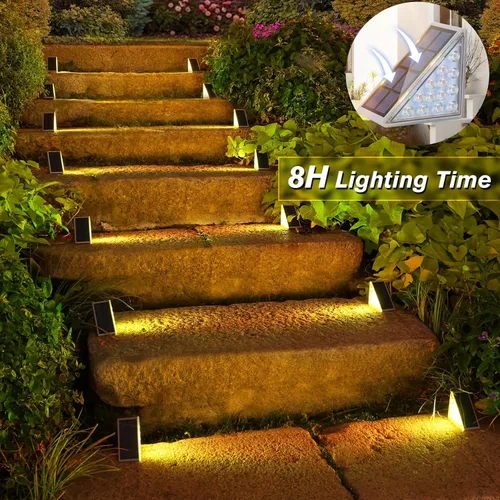 Miniatura 5 de VOLISUN Paquete de 8 luces solares para escaleras, 7 colores fijos, luces solares para escalones al aire libre, impermeables, IP67, luz LED