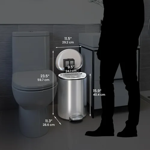 Miniatura 6 de iTouchless SoftStep - Cubo de basura delgado de 3 galones con filtro de olor y cubo interior extraíble, acero inoxidable de 11 litros que ahorra