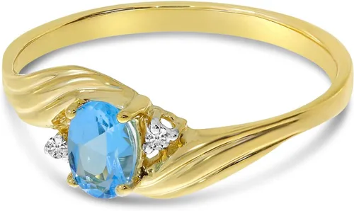 Miniatura 3 de Anillo de topacio azul y diamante en oro amarillo de 10 quilates