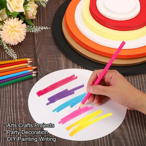 Miniatura 5 de PATIKIL Papel de cartón redondo de 5.9 pulgadas, 25 unidades de círculos de disco en blanco para decoración de fiestas, manualidades, manualidades