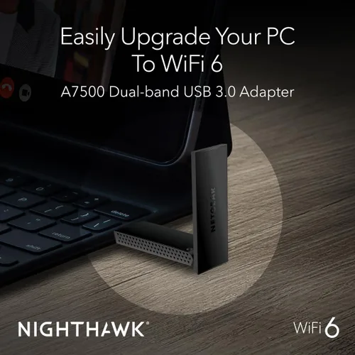 Miniatura 2 de NETGEAR Nighthawk WiFi 6 Adaptador USB 3.0 (A7500) – AX1800 Banda Dual Inalámbrica Velocidad Gigabit (Hasta 1.8Gbps) – Funciona con Cualquier Router