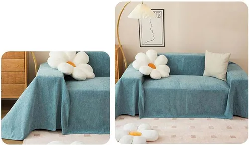 Miniatura 2 de Fundas para sofá de sala de estar, fundas de sofá de color sólido verde para perros, chenilla, 51 pulgadas de ancho x 71 pulgadas de largo
