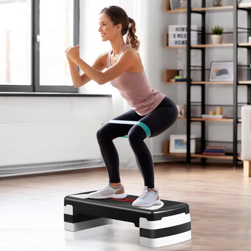 Miniatura 4 de HomGarden Escalón de entrenamiento aeróbico ajustable en fitness y ejercicio, plataforma de entrenamiento con elevadores de ajuste de 4 a 6 a 8