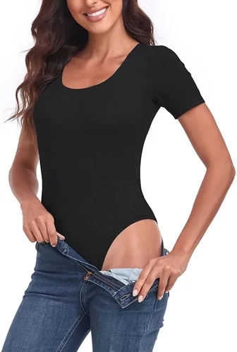 Miniatura 3 de TownCat Women's Round Neck Short Sleeve Bodysuit, Women Sexy Tops Body suit Jumpsuits with Stretchy Clothing