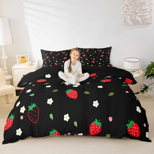 Miniatura 30 de Erosebridal Juego de funda de edredón con diseño de hojas y mono para niños, funda de edredón de animales divertidos, tamaño individual para niños