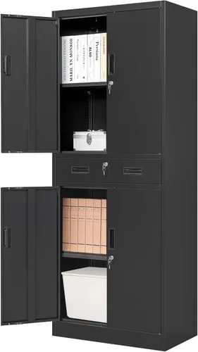 Miniatura 10 de CMY Gabinete de almacenamiento de metal, armario de almacenamiento con bloqueo de 36 pulgadas de alto con estantes ajustables, gabinetes de acero