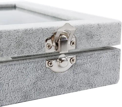 Miniatura 7 de Wuligirl - Joyero organizador de terciopelo para aretes, collares y pulseras con tapa transparente de exhibición, almacenamiento de joyas