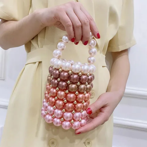 Miniatura 5 de Bolso bandolera de mano multicolor con cuentas de mano para mujer
