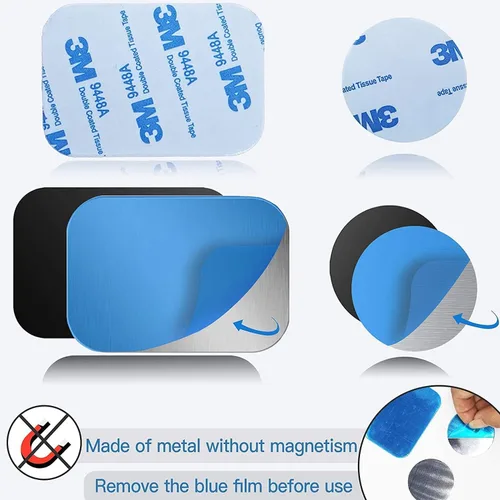 Miniatura 5 de SALEX Adhesivos metálicos para teléfono para montaje magnético. Juego de 32 placas de metal magnéticas para automóvil dentro de la funda