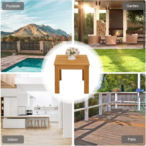 Miniatura 8 de VINGLI Juego de 2 sillas Adirondack plegables de madera y juego de mesa, diseño ergonómico para fogata, tumbona plegable para patio al aire libre