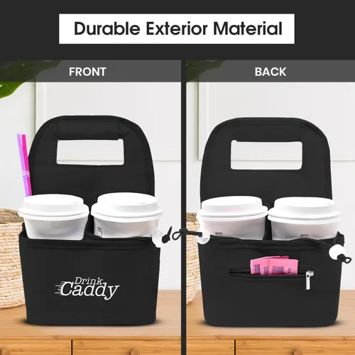 Miniatura 3 de Organizador de bebidas portátil para bebidas y portavasos de café reutilizable, bolsa plegable de 4 tazas con bolsillos organizadores, asegura