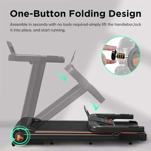 Miniatura 8 de YUEJIQI 3220S Treadmills for Home, 15% Auto Incline, 3.5HP Quiet Brushless, 300Lbs Capacity, 16"x42" Wide Running Belt, Max 8.5 MPH, One-Touch