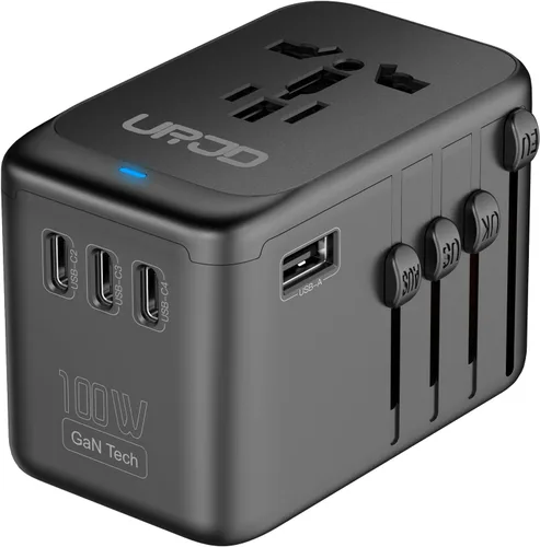 Miniatura 11 de Adaptador de viaje universal con 3 puertos USB-C + 2 puertos USB-A de carga rápida de 30 W, salida de CA de 2500 W, adaptador de corriente 3 USB