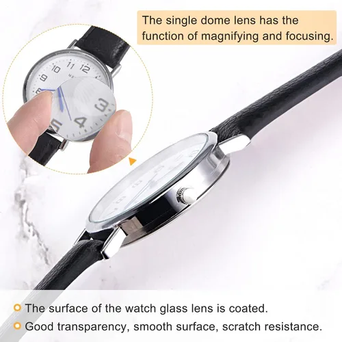 Miniatura 5 de uxcell Paquete de 8 lentes de cristal de 0.059 in de diámetro para reloj, cúpula única, redonda, grosor de borde de 0.059 in para reparación
